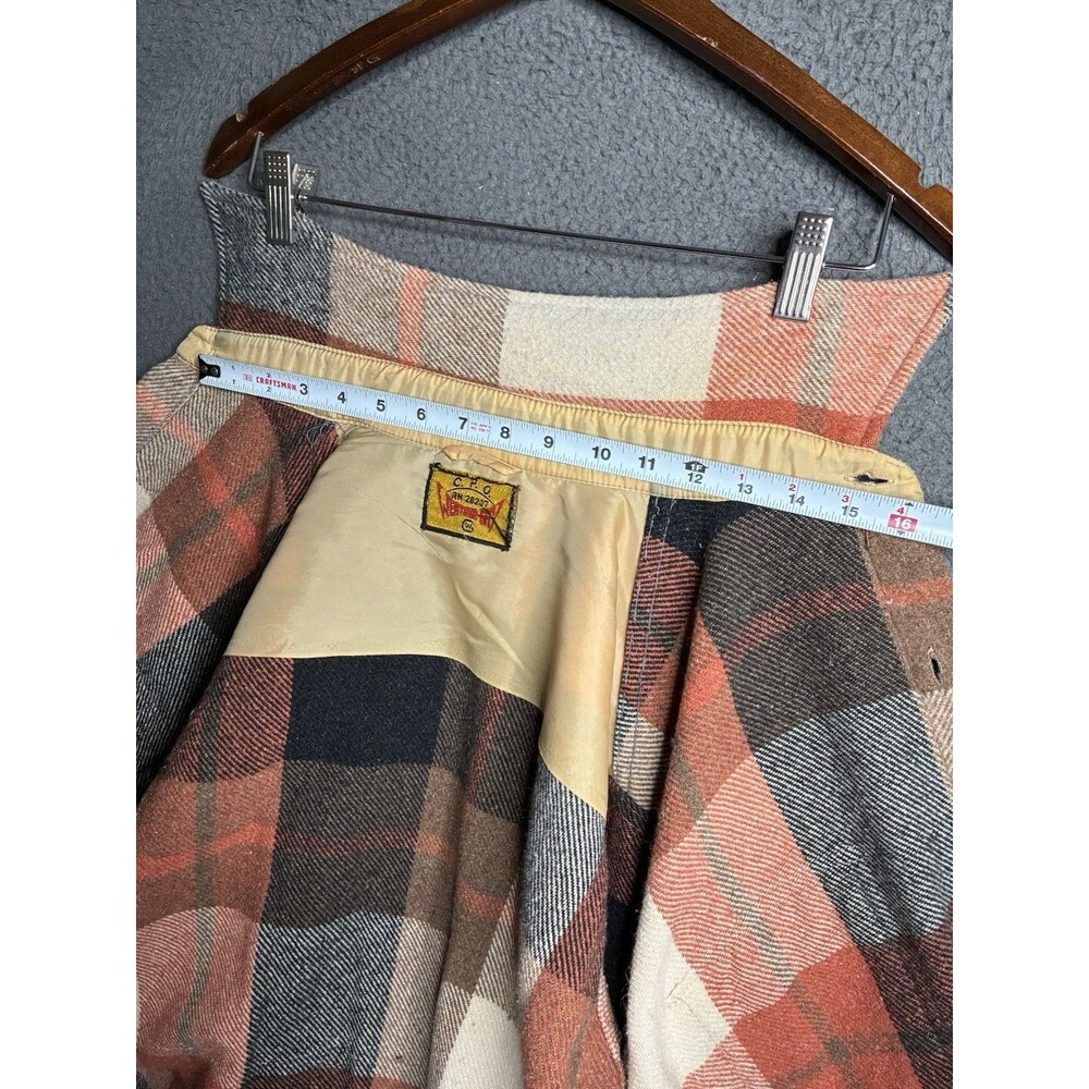 True Vintage 60s CPO Wool Shirt Shacket Mens Large Check Plaid Flannel USA - Picture 9 of 14